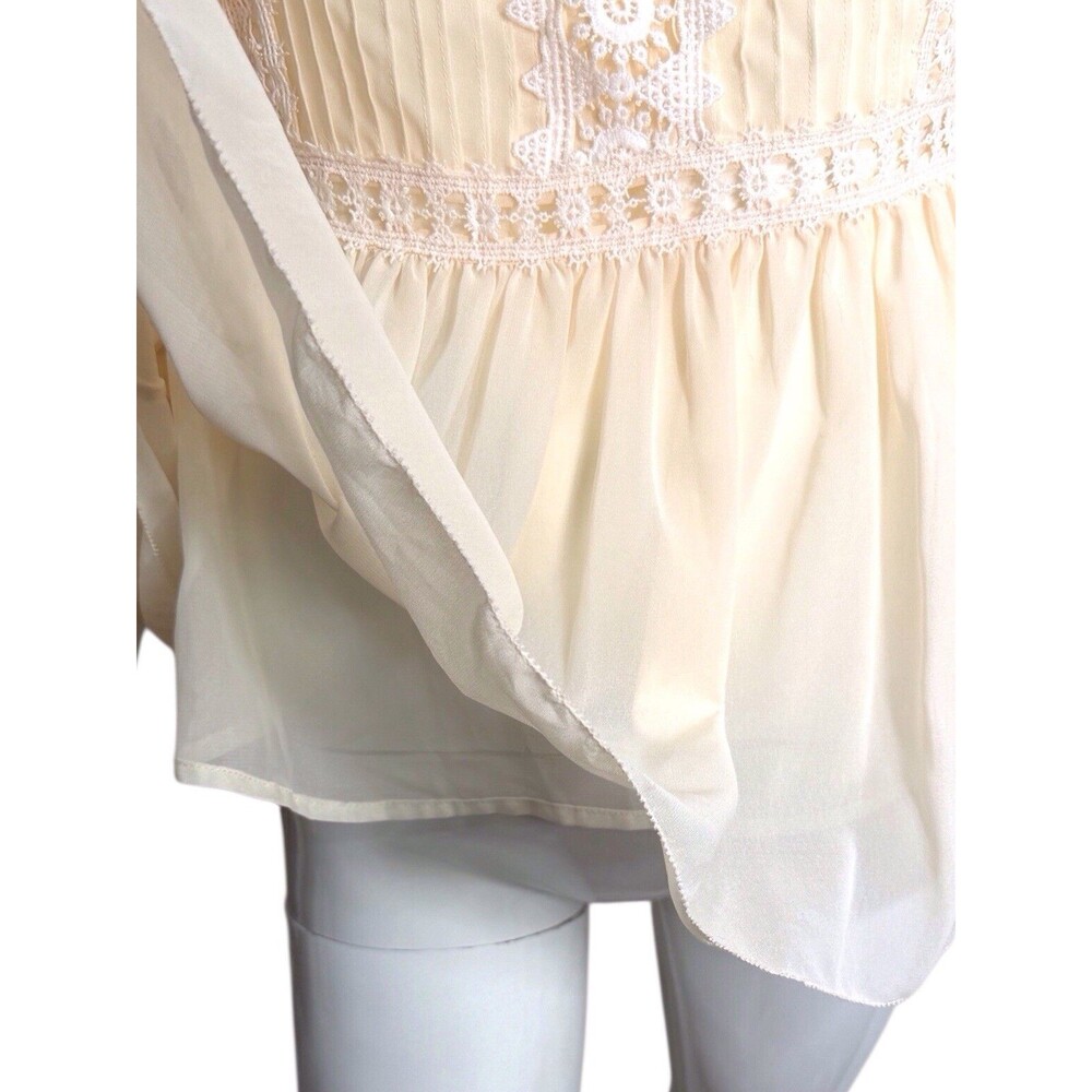 Stellah Large Romantic BOHO Lace Fairytale Detailed Fluttery Ivory Blouse Women - Picture 8 of 16